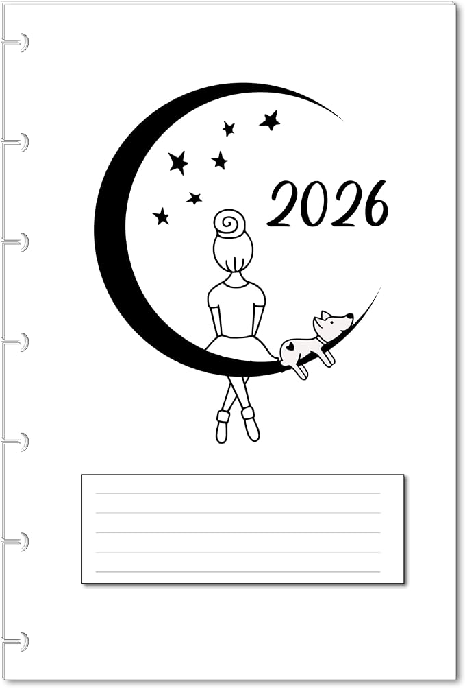 2026 Monthly Planner Calendar Refills for 7,8,9,11 Disc Mini, Classic, Skinny, Junior, Big size Discbound, Happy Planners, Loose-Leaf Inserts, 12 Month (7 Disc Mini, Puppy)