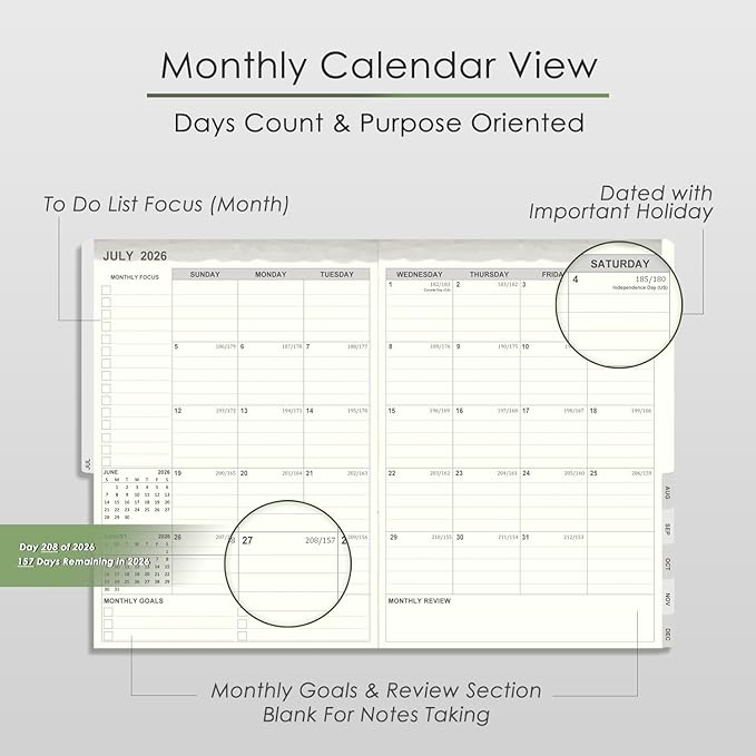 TIIKKASI 2026 Calendar Year Planner Weekly Monthly (Jan - Dec) 6'' x 8.5'' - 2 Pages Per Week - Lined Journal Notebook Minimalist Agenda Notes, Linen Cloth Book Bound Hard Cover, Pink