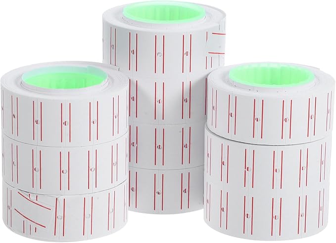 5000pcs Retail Sale Price Marker Tag Tape with Double Colored Lines for Price Gun Labeler, Adhesive Cost Label Paper Roll Set for Supermarket and Market Accessories