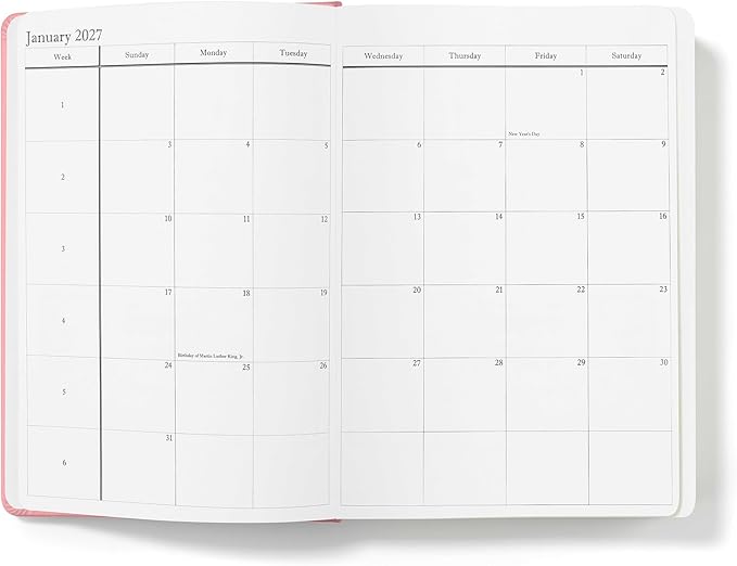 Wykeham's Executive 2026-27 Daily Journal Planner – Mid-Year Academic Diary (Personalized Rose, 8.5"×5.5")