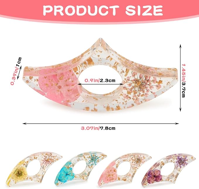 4 Pcs Thumb Book Page Holder Dried Flower Resin BookPage Holders for Reading, Finger Ring Opener Bookmark Thumb Page Opener Holder Book Accessories for Reading Lovers