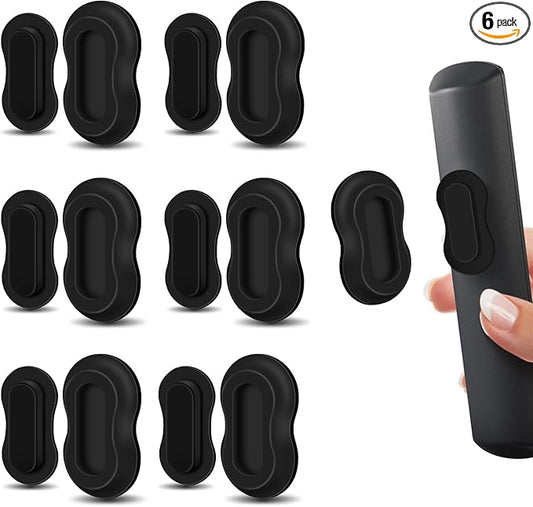 HOTEC 6 Pack Magnetic Remote Control Holder Wall Mount, Upgraded No Drill Self-Adhesive TV Remote Organizer, Universal Storage for TV, Fan, AC, Media & RV Accessories, Black
