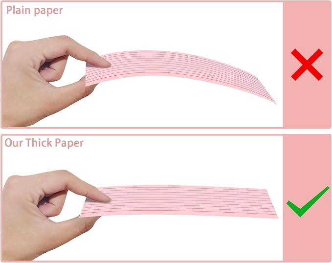 YIZUUN Pink Index Cards 3x5, 200 Pack, Ruled Index Cards, Flash Cards for Studying, Heavy Note Cards for Office, Home and School, 4 Packs of 50