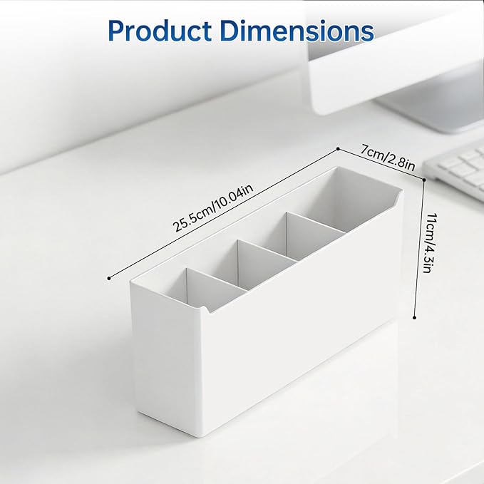 FRETONBA Large Magnetic Dry Erase Marker Holder for Whiteboard, Magnetic Pen Holder Organizer with Adjustable Compartments, Strong Magnet Storage for Office Classroom Home, White