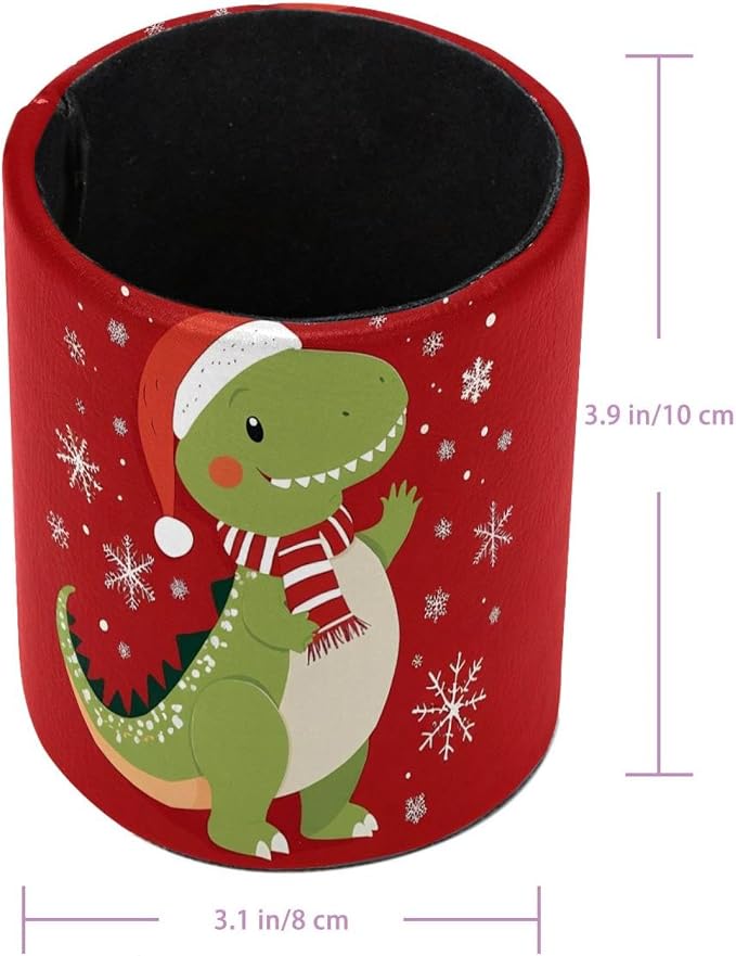 Christmas Dragon Pen Holder Pencil Organizer Cute Pencil Cup Desk Decor Makeup Brush Holder PU Multifunctional Office Supplies for Home Classroom School