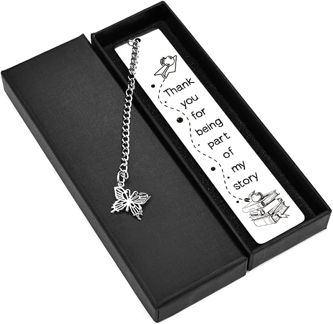 Quimoy Teacher Appreciation Gifts, Appreciation Bookmark Gift for Teachers Day, Thanksgiving Day, Christmas-Thank You for Being Part of My Story Metal Bookmark for Teachers Gifts