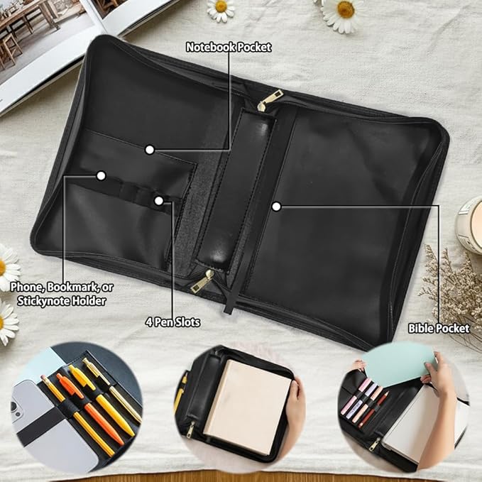 BrownPU Bible Covers for Men Small Bible Case Bible Bag with Leather Bookmark Set, Eagle and Scripture