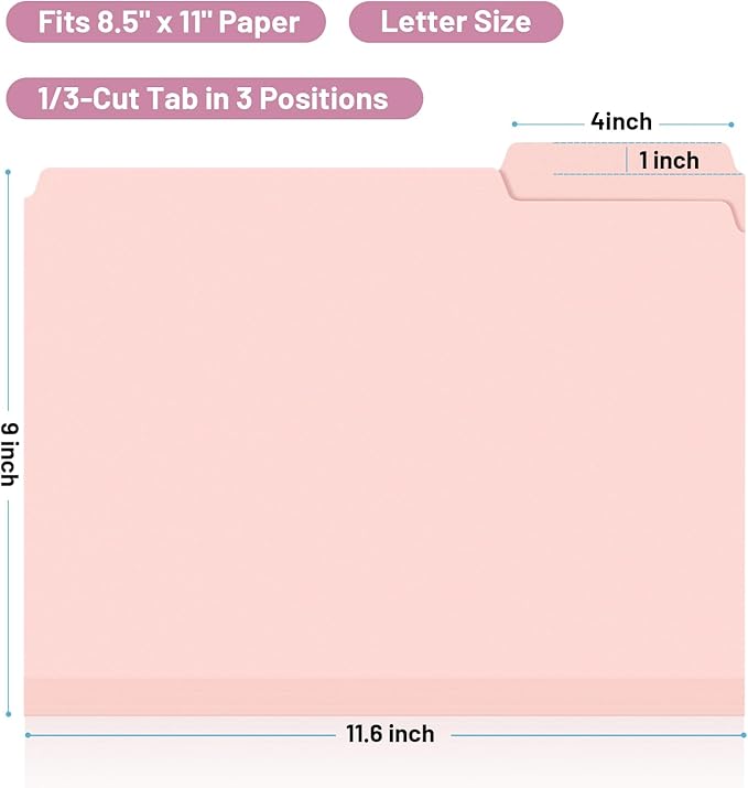 Comix Plastic Colored File Folders, 6 Pack, 1/3-Cut Tabs, Letter Size 8.5x11, 6 Pastel Colors, Poly Folders for Documents, Office, Home, School Organization