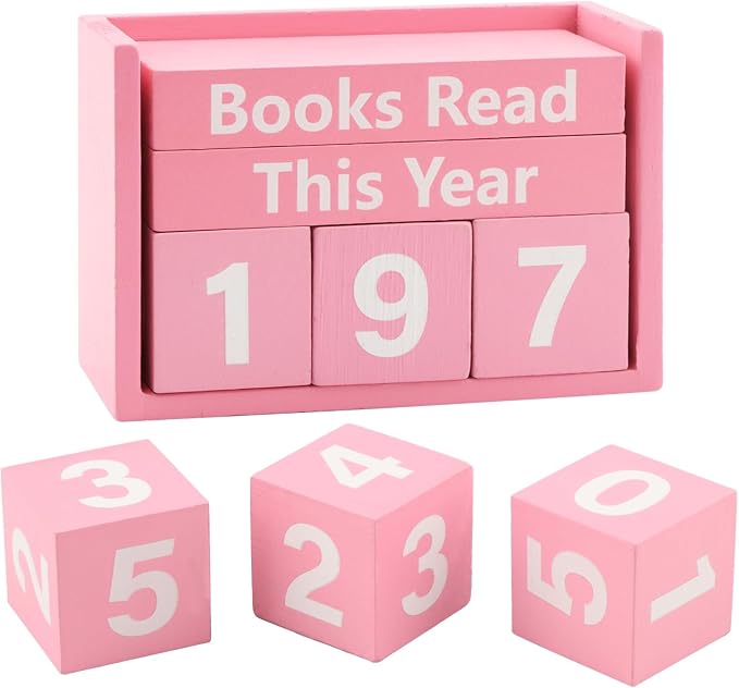 Books Read This Year Counter, Book Counter Sign Up to 999 Bookish Accessories, Books Read This Year Tracker for Reading Goal Display, Reading Challenge Gift for Readers(Color:Pink)