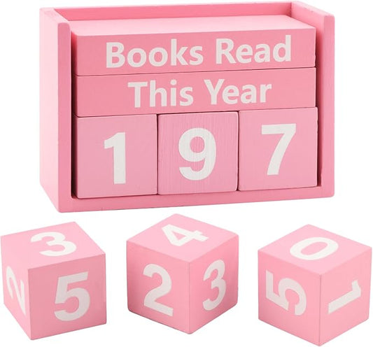 Books Read This Year Counter, Book Counter Sign Up to 999 Bookish Accessories, Books Read This Year Tracker for Reading Goal Display, Reading Challenge Gift for Readers(Color:Pink)