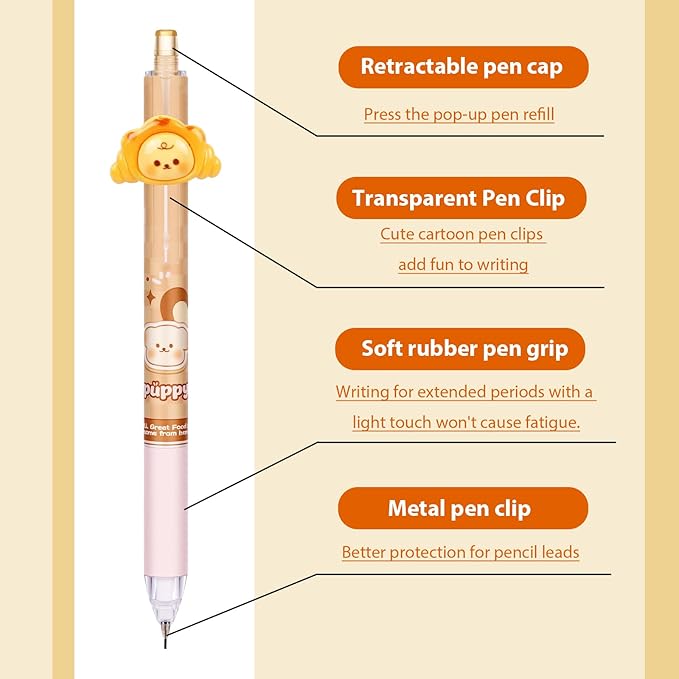 3Pcs Cute Dog Mechanical Pencils with Eraser 0.5mm Kawaii Cartoon Mechanical Pencil School Pencil Dog Gifts for Women Man