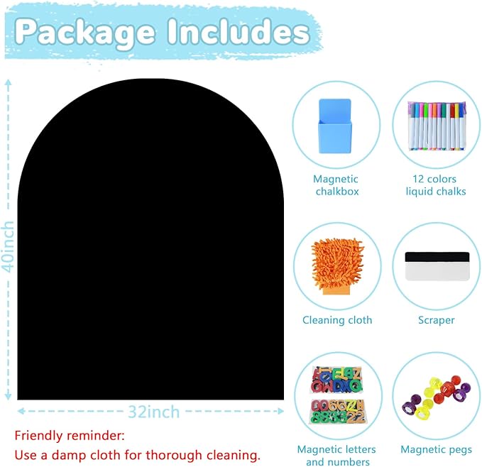 Magnetic Wall Decal Arch 40x32 inch Magnet Wall for Kids Chalkboard Adhesive Blackboard Magnetic Wallpaper Chalk Board Magnetic Wall Decal for Kids Playroom for Home Playroom Classroom Black