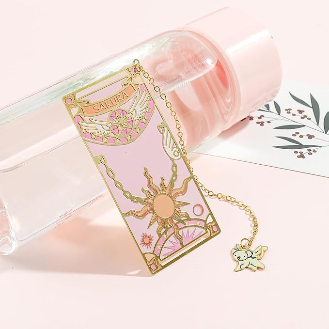 Anime Magic Cards Captor Sakura Bookmarks Set - Sweet Cartoon Cute Book Marks for Reading Women Men Anime Fans, Book Accessories Collection Decor Hangings Gifts (Brass Style 1)