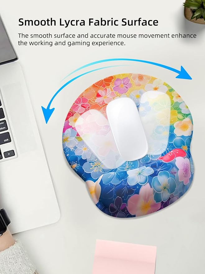 Lily Floral Mouse Pad Wrist Support Wrist Rest, Flower Ergonomic Mouse Pad with Non-Slip Base for Office Gaming Working Computers,Desk Accessories Pain Relief Mouse Mat, Flower Cluster