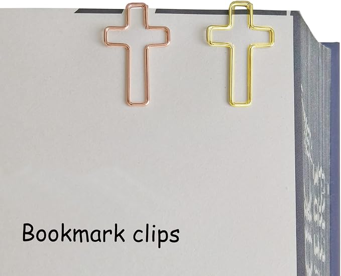 50 PCS Gold Cross Paper Clips Bible Bookmark Clips, Bible Study Supplies Accessories for Women