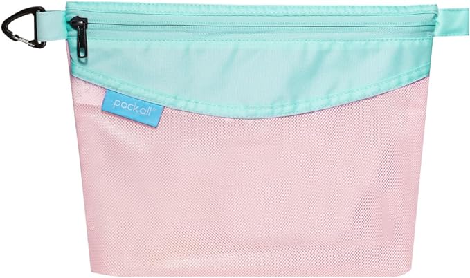 pack all Water-resistant Material Zipper Pouch, Mesh Zipper Bag for Storage, Travel, Office (Medium, Pink)