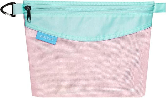 pack all Water-resistant Material Zipper Pouch, Mesh Zipper Bag for Storage, Travel, Office (Medium, Pink)