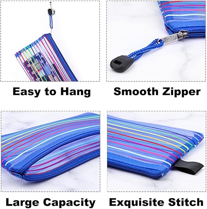 Muka 24PCS Rainbow Striped Zipper Pouch, Storage Bags for Organizer, Travel and Office-Yellow-B5