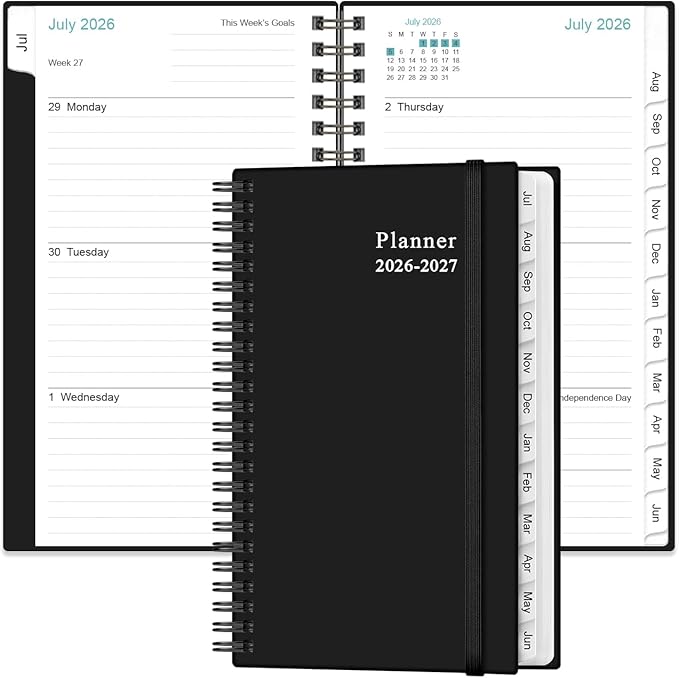 2026-2027 Pocket Planner/Calendar - 2026-2027 Weekly & Monthly Planner from July 2026 to June 2027, 12 Months Tabs, 3.75" x 6.75", Green