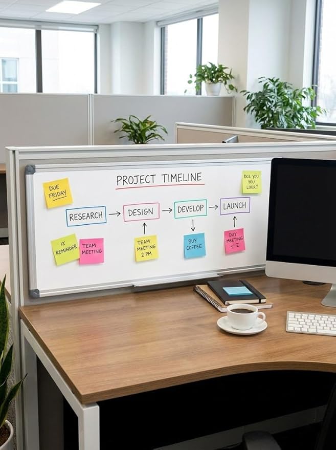 36" x 12" Magnetic Dry Erase Board, Long Narrow Whiteboard for Wall, Vertical or Horizontal Hanging, Small Slim White Board for Kitchen, Office Cubicle & to-Do Lists, Silver Aluminum Frame