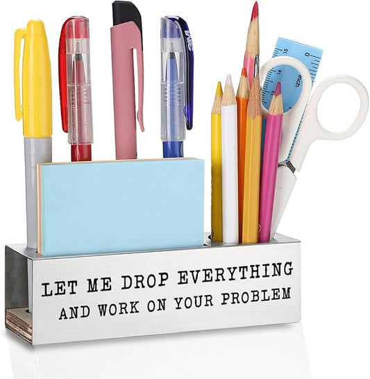 Funny Coworker Pen Pencil Holder Organizer for Desk, Stainless Steel