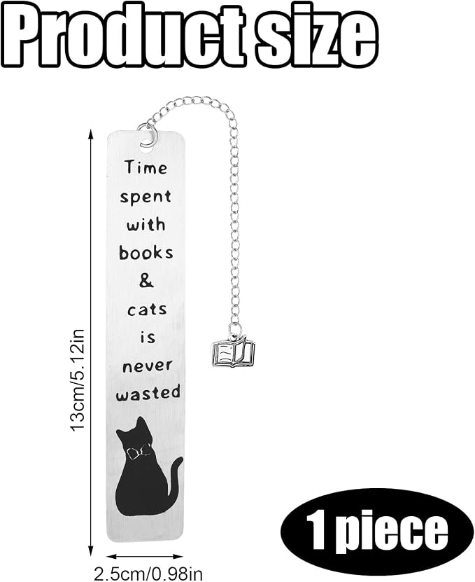 Cute Cat Bookmark for Women, Bow Black Cat Funny Metal Book Mark Book Lovers Reading Accessories for Women Men Boys Girls Readers Gift