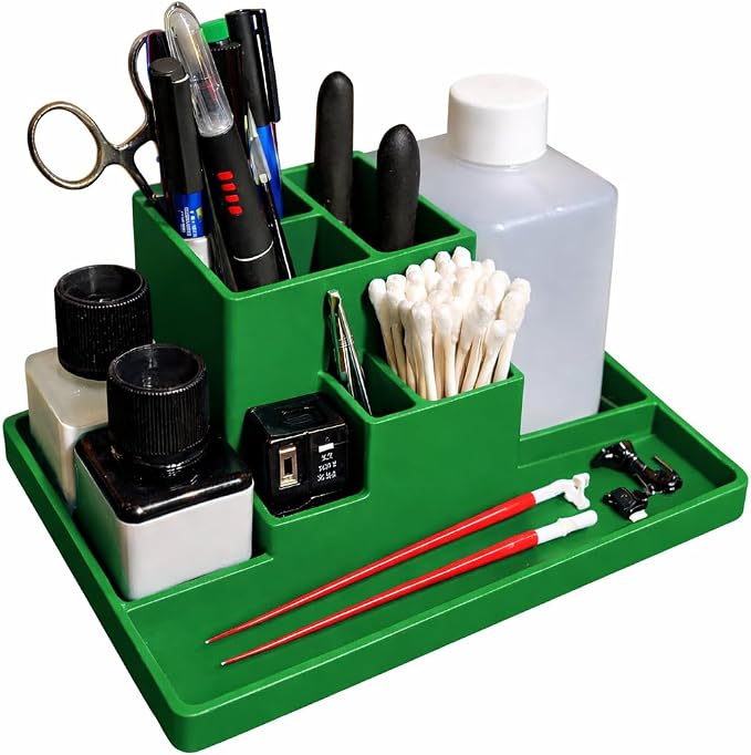 Tool Holder for Gunpla and Model Building, Desk Organizer for Miniatures and Warhammer Builders, Multiple Colors (Green)