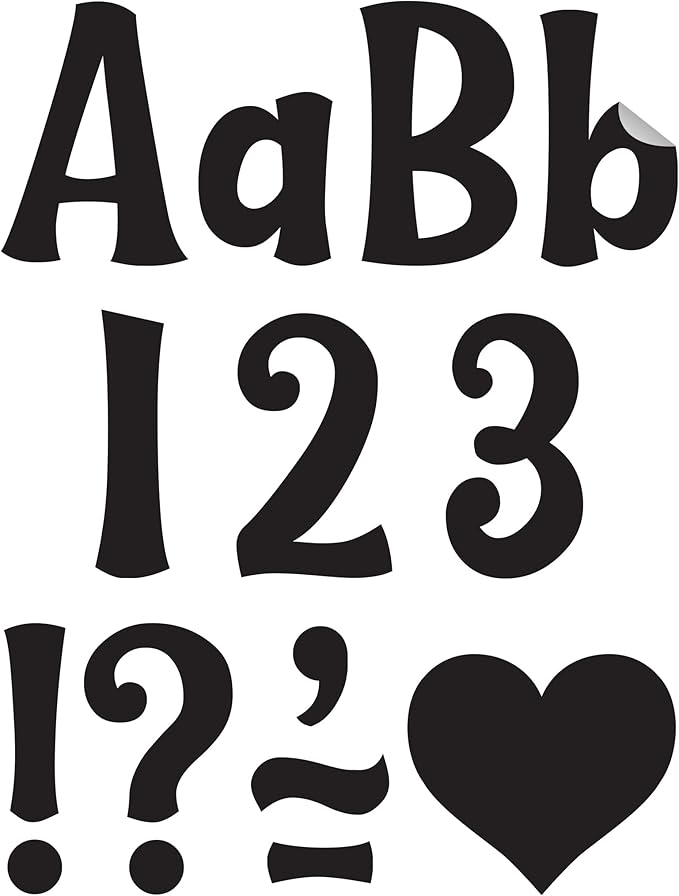Teacher Created Resources Self-Adhesive Black 4" Wild Whimsy Letters Combo Pack (TCR9643)