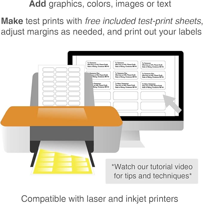 ChromaLabel 0.75 x 2.25 Inch Printable Address Labels for Laser & Inkjet Printers, 825/Pack, 25 Sheets