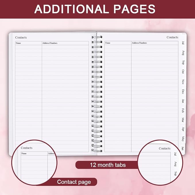 2026-2027 Planner - Academic Planner 2026 2027 for Women & Men, July 2026 - June 2027, Monthly and Weekly Calender with 12 Monthly Tabs, 6.4" x 8.5", Pink