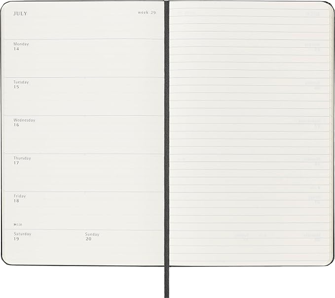 Moleskine Classic 12 Month 2025 Weekly Planner, Hard Cover, Large (5" x 8.25"), Black, 144 pages