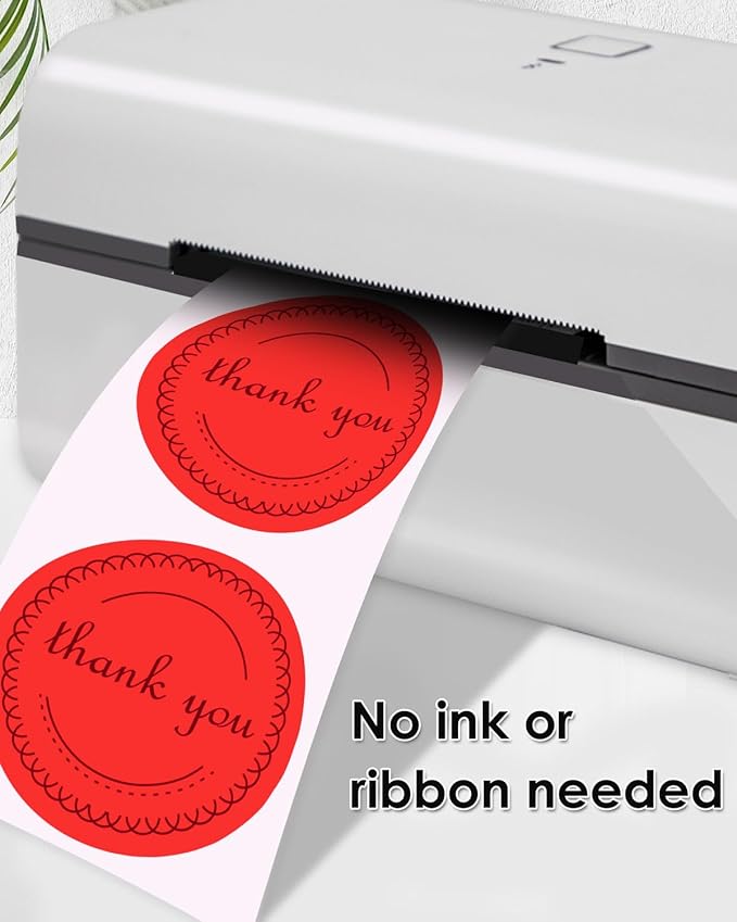 iEager 3 Inch Circle Thermal Sticker Labels, Self-Adhesive Round Direct Thermal Label, Multi-Purpose Roll Thermal Stickers, 500 Labels, Red