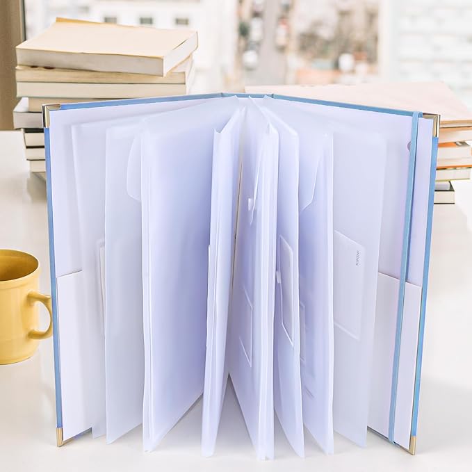 XKDOUS Important Document Organizer Emergency Binder Life Organizer Folio Folders with 9 Pockets Expanding File Storage Holder for Papers, Letters, Cards, Bills, Passports, Photos