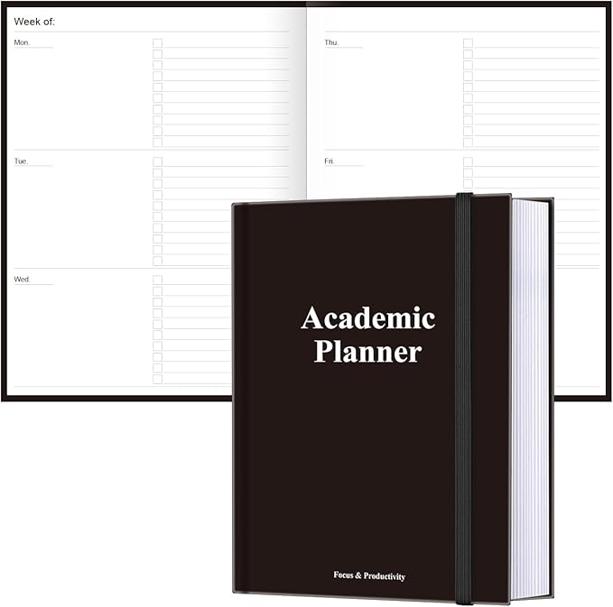 Academic Planner for 2026-2027 or Anytime – 8.5" x 11" Undated Weekly Student Planner For Homeschool, High School, College & Nursing Students, 200 Pages, Black