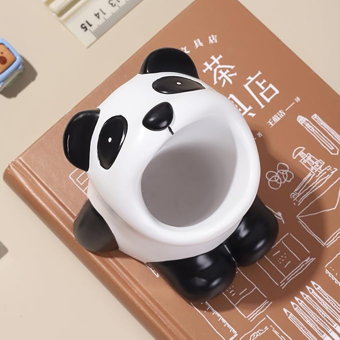 Funny Big Mouth Animals Pen Holder for Office Desk Accessories, Cute Cartoon Animals Makeup Brush Holder Pencil Cup Toothbrush Holder Vanity Organizer Kawaii Home Decor (Panda)