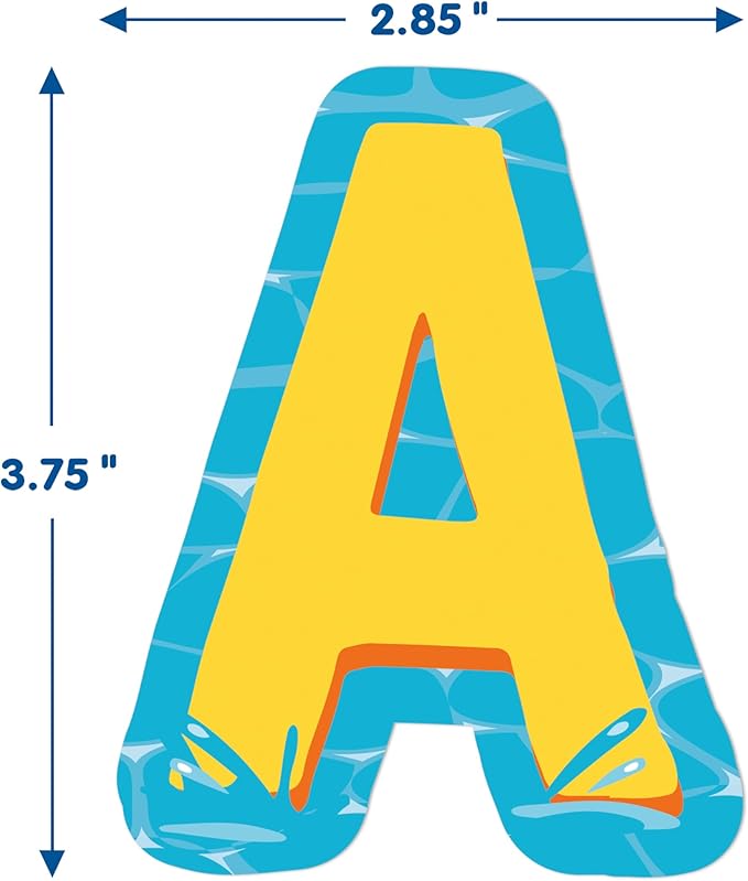 Eureka Seas The Day Letter, Number, Punctuation Mark, and Symbol Classroom Decorations for Teachers, 4" H, 182 Pieces, Blue