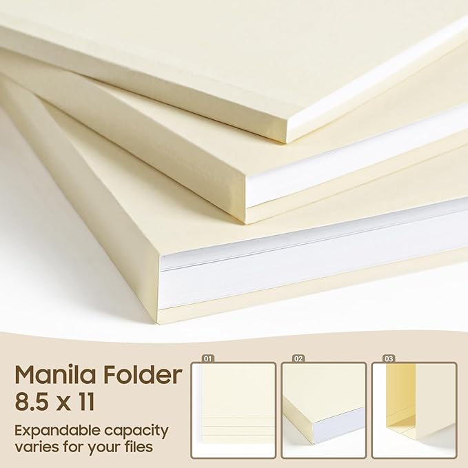File Folders,21 Pack Manilla Folders 8.5x11,1/3 Cut Tabs Manila Folders for Easy Labeling and Organization,File Folders Letter Size for Documents School Classroom Office Supplies