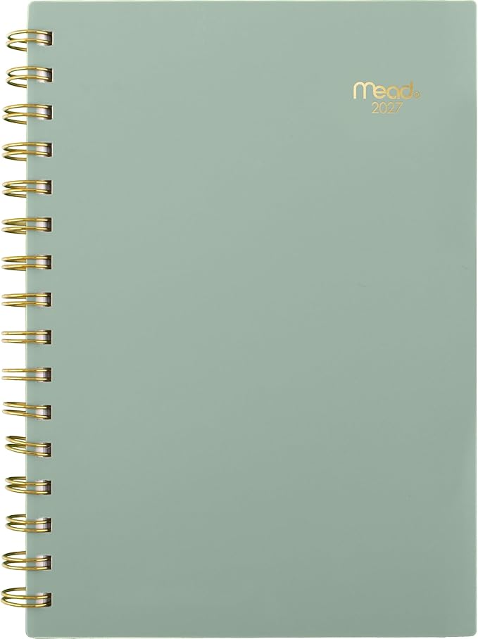 Mead 2027 Planner, Weekly & Monthly, 15-Month Oct-Dec, 5.5" x 8.5", Soft Grass (1806-200-27)