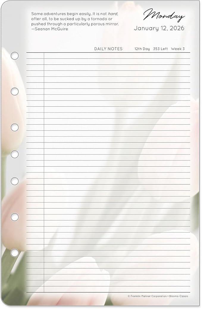 FranklinCovey - Blooms Planner Refill | Two Pages Per Day Ring-Bound (Classic, Jan 2026 - Dec 2026)