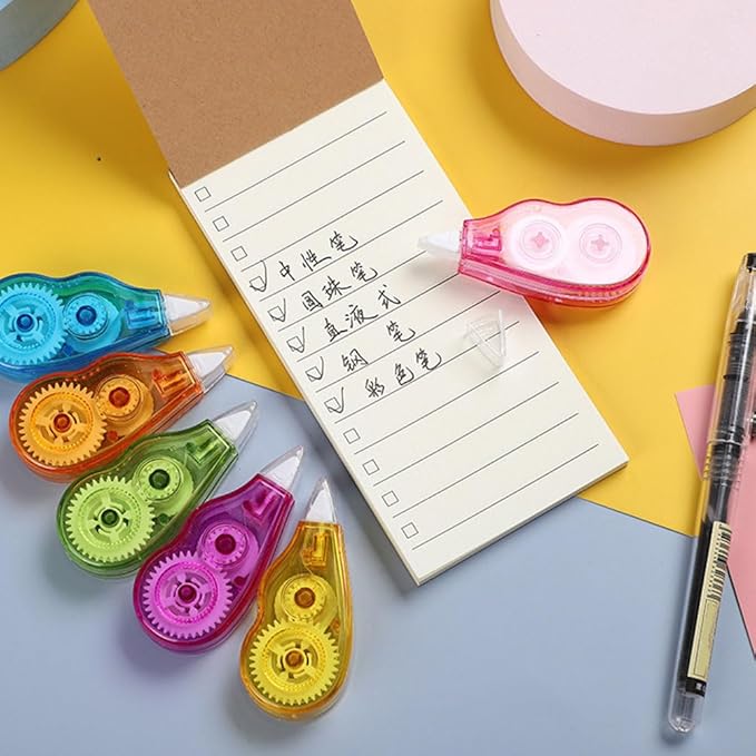 TEHAUX 6pcs Correction Tape, Correction Tape Quick Dry Easy To Use Applicator for Instant Corrections Correct Wrong Writing for School Office Back to School Supplies