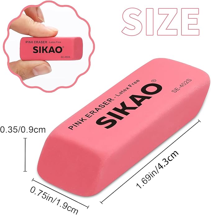 Erasers, 60 Pack Pink Pencil Erasers for Kids, Beveled Non-Smudge Bulk Erasers for Pencils, Latex-Free for Pencils, Rubber for Classroom Teachers, Art Drawing & School Supplies