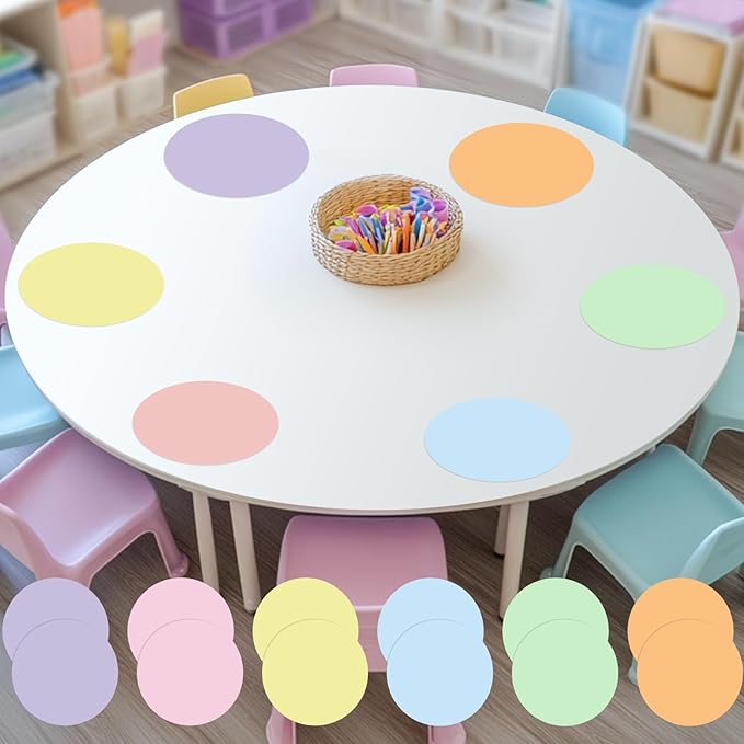 Ireer 12 Pcs 13 '' Dry Erase Dots for Classroom Table Classroom Decor Boho Colorful Stickers for Whiteboard Wall Decor Removable Dry Erase Circles for School Teacher Supplies(Fresh,Pastel Color)