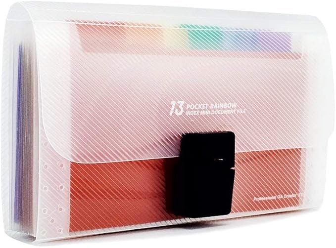 Expanding File Folder, Subdivision Accordion File Folder Mini Organizer PP Wallet for Cards,Coupons,Receipt,Tax Item or Changes,7x4.5 Inches,12 Pockets with Tabs and Check Case(Multicolour)