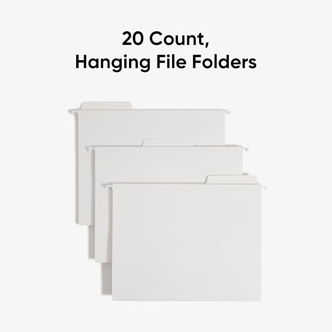 Smead FasTab Hanging File Folder, 1/3-Cut Built-in Tab, Letter Size, White, 20 per Box (64002) (Pack of 10)