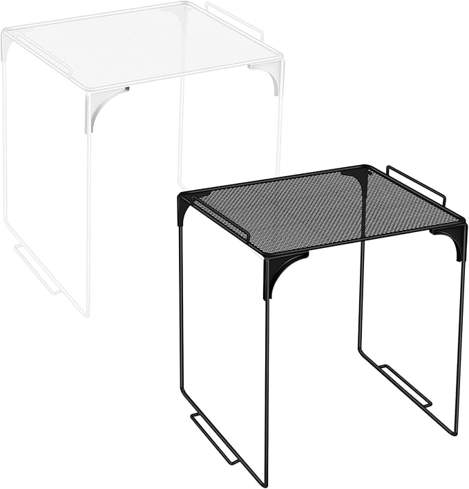 Demonwer 2 Pcs Locker Organizer Shelf Black and White Stackable Extra Locker Shelf Storage Cabinet Accessories for School Office Home Gym Supplies