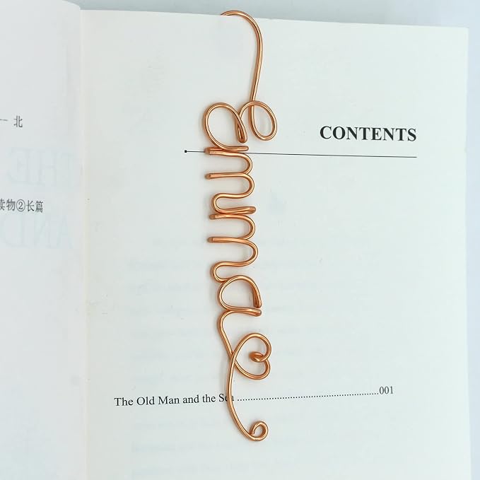 Personalized Wire Name Bookmark Custom Bookmark Unique Name with Heart Ideal Gift for Bookworm and Book Lover Teacher Father Husband Gift Anniversary Booklovers