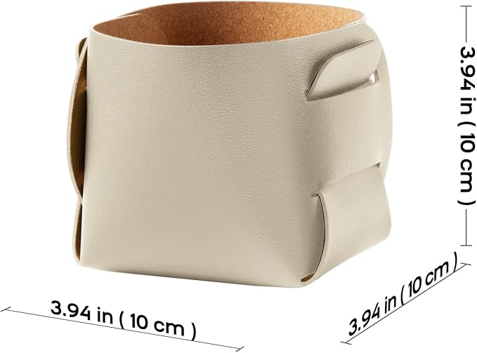 2-Pack Cork Leather Makeup Brush Holder Organizer - Desk Accessories Storage - Pencil Pen Holder - Stylish Addition to Home Decor (Beige)