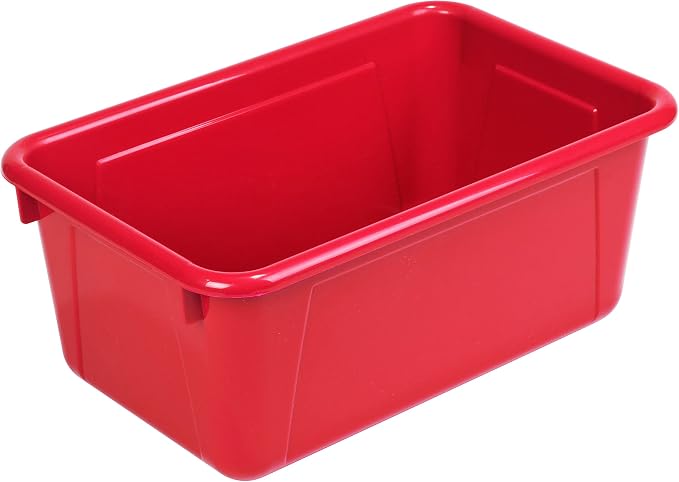 Storex Small Cubby Bins – Plastic Storage Containers for Classroom, 12.2 x 7.8 x 5.1 inches, Class Red, 5-Pack (62415A05C)