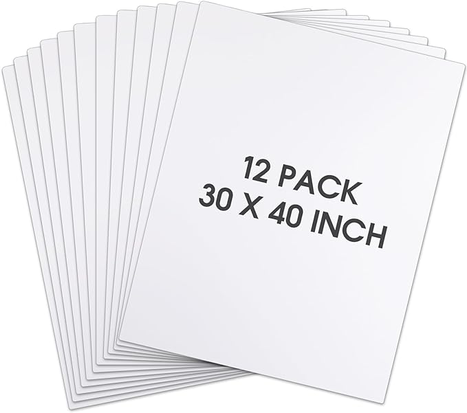 Kathfly 12 Pack Large White Foam Boards Bulk 30 x 40 x 3/16 inch Thickness Giant Foam Core Board Presentation Boards Multipurpose Blank Board for Presentation Project Craft Mounting School Display