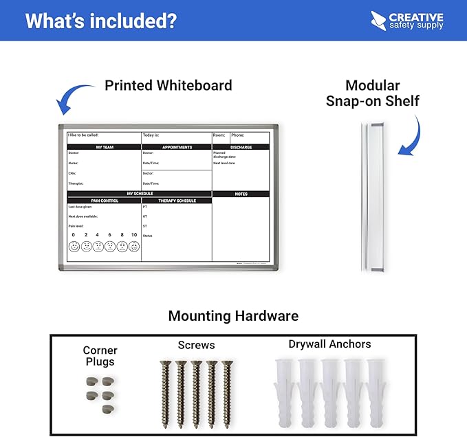 Magnetic Patient Bedside Dry Erase Hospital Whiteboard – Wall Mounted with Aluminum Frame & Marker Tray – Easy Erase Planning Board for Doctors and Nurses (60" x 40")
